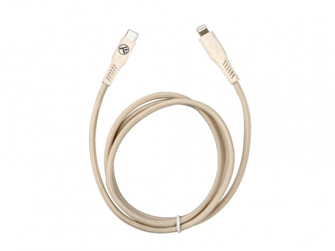 Cabluri - Cablu Tellur Green Type-C to Lightning, 2.4A, PD20W, 1m, nailon, crem