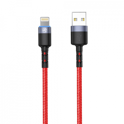 Cablu Tellur Lightning cu LED, 3A, nailon, 1.2m, roșu [5]