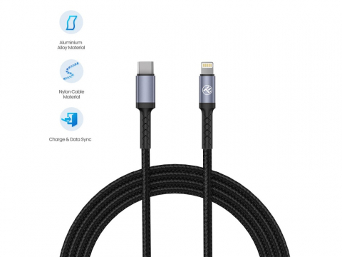 Cablu Tellur Type-C to Lightning, 2A, PD18W, 1m, nailon, negru [1]