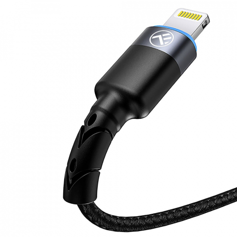 Cablu Tellur USB to Lightning cu LED, 2A, nailon, 2m, nailon, negru [2]