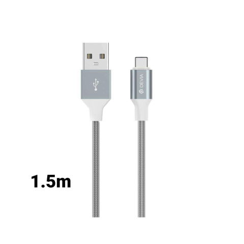 Laptop, Tablete & Telefoane - Cablu Type-C Devia Gracious Gray (1.5m, impletitura textila)