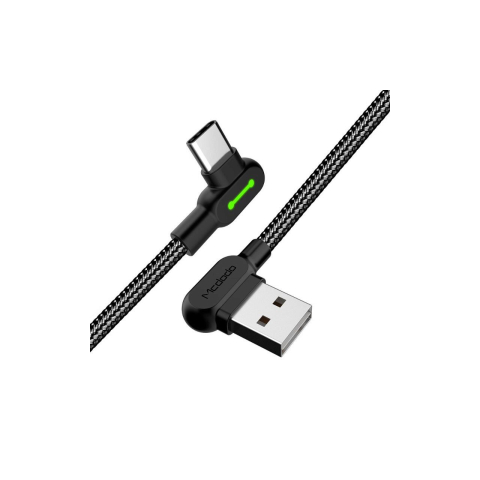 Laptop, Tablete & Telefoane - Cablu Type-C Mcdodo Button Series LED Black, 2A, unghi 90°, 0.5m