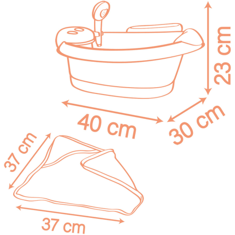 Cadita pentru papusa Smoby Baby Nurse Balneo Bath roz cu 3 accesorii [1]