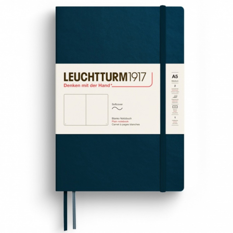 Rechizite Școlare - Caiet a5 velin coperta flexibila albastru marin leuchtturm