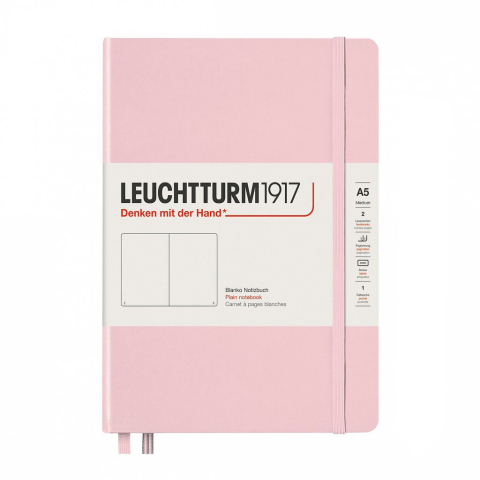 Rechizite Școlare - Caiet a5 velin coperta rigida roz pastel leuchtturm