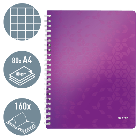 Caiet birou spira a4 aritmetica mov coperta pp wow leitz [2]