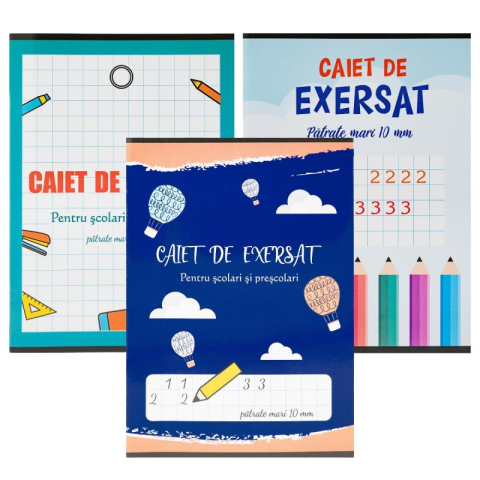 Rechizite Școlare - Caiet de exersat ArhiDesign pentru prescolari si scolari, 24 file, patratele mari 10mm