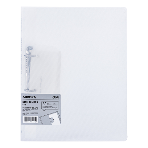 Caiet mecanic a4 2 inele 15mm/20mm coperta flexibila alb translucid deli [1]
