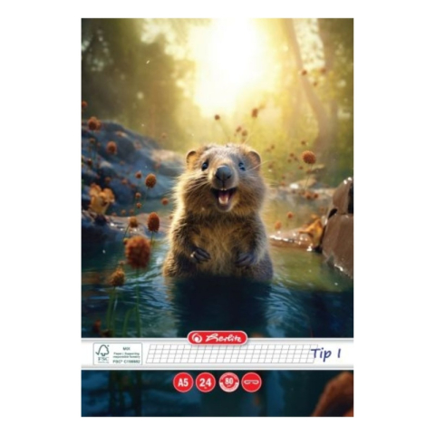 Rechizite Școlare - Caiet special A5 Herlitz Funny Wildlife, 24 file, tip I, 9495210