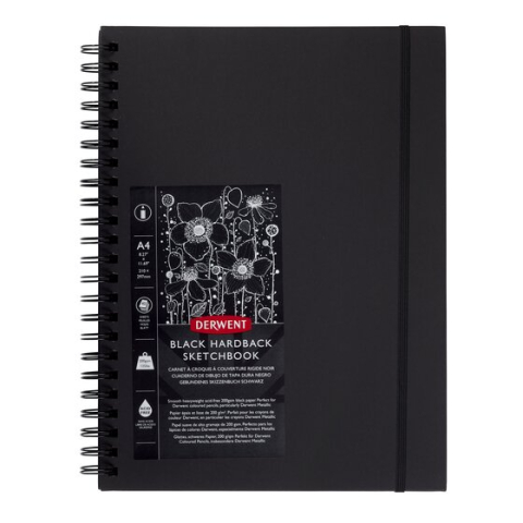 Carti de colorat si blocuri de desen - Caiet spira pentru schite a4 40 file 200g coperta neagra professional derwent