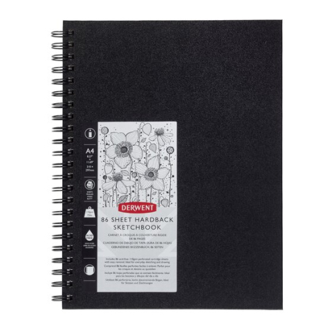 Carti de colorat si blocuri de desen - Caiet spira pentru schite a4 86 file 110g coperta neagra professional derwent