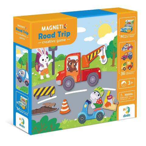 Jucării și Jocuri pentru copii - Calatorie cu masina, joc magnetic cu 36 piese, copii varsta 3-7 ani