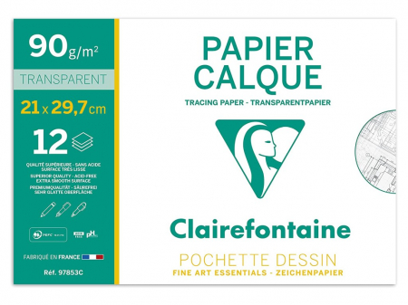Rechizite Școlare - Calc A4, 12 coli/plic, Clairefontaine