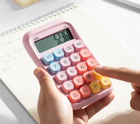 Calculator birou 10dig taste multicolore roz deli [1]