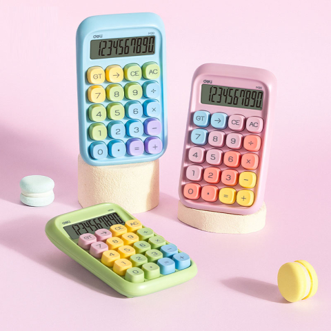 Calculator birou 10dig taste multicolore roz deli [2]