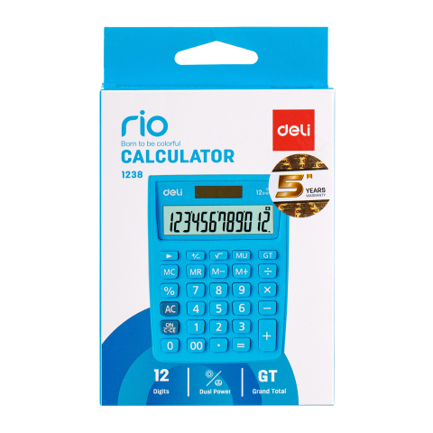 Calculator birou 12dig alb-albastru 1238 deli [1]
