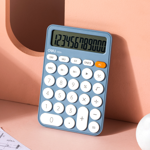 Calculator birou 12dig plastic fashion em124 bleu deli [2]