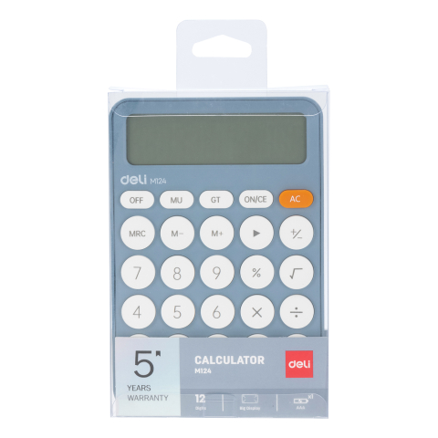 Calculator birou 12dig plastic fashion em124 bleu deli [4]