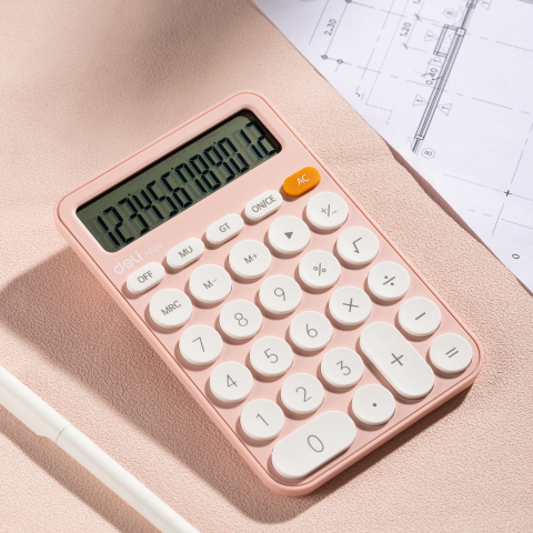 Calculator birou 12dig plastic fashion em124 roz deli [2]