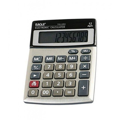 Calculator de birou Eagle TYCL1093RS, 12 digiti, alimentare baterie + solar, ecran inclinat [1]