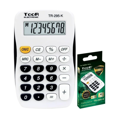 Articole pentru birou - Calculator de birou Toor TR-295-K 120-1769, 8 digiti, alimentare baterie, alb/negru