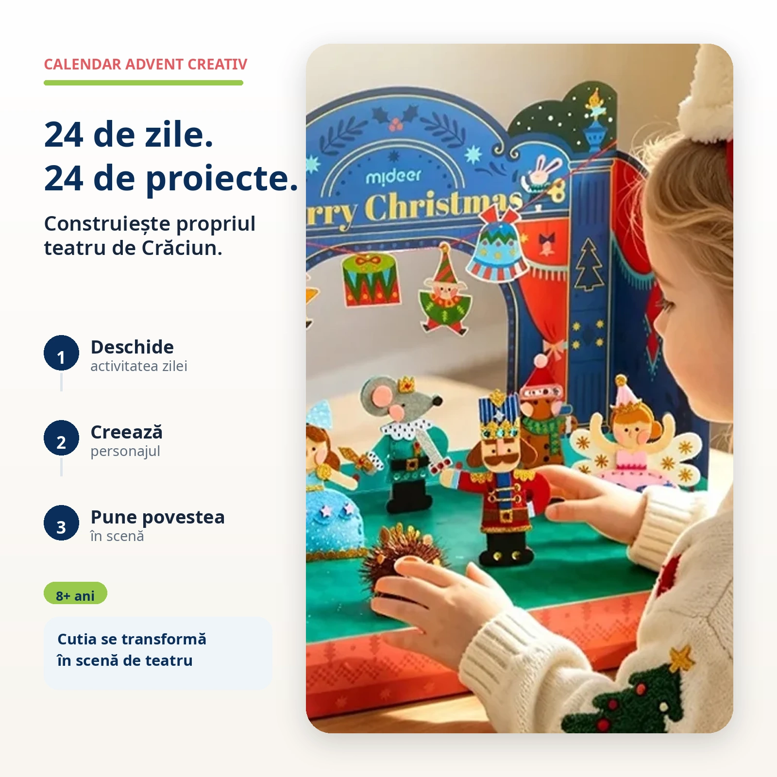 Calendar Advent creativ Mideer Spargatorul de Nuci, 24 activitati si teatru de papusi, 8+ ani [2]