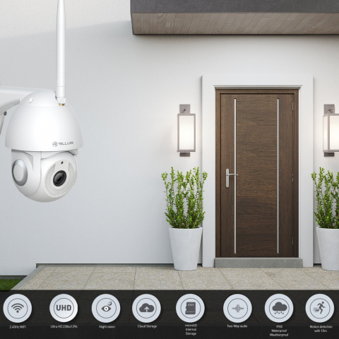 Cameră exterior WiFi Tellur Smart, 3MP, UltraHD, Autotracking, PTZ, Alb [6]