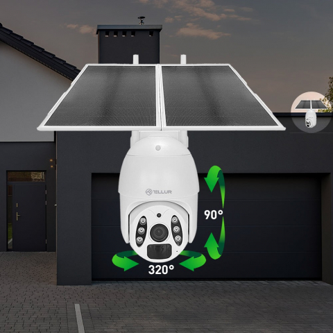 Cameră solară WiFi Tellur Smart, P&T, 3MP, 2K UltraHD, PIR, panou solar 20W, Alb [3]