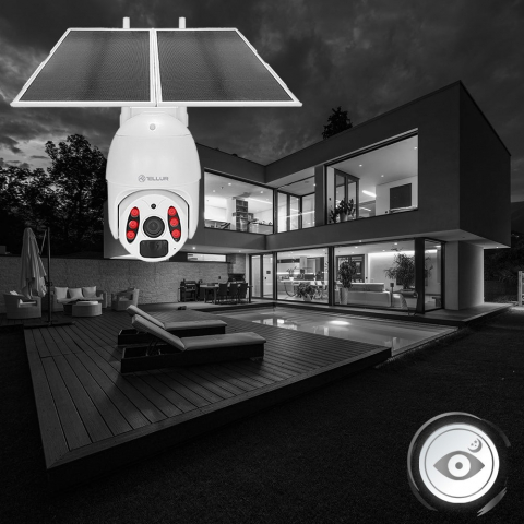 Cameră solară WiFi Tellur Smart, P&T, 3MP, 2K UltraHD, PIR, panou solar 20W, Alb [13]