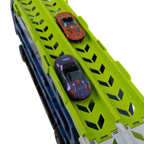 Camion de jucarie, Circuit cu 6 masinute metalice, Pista auto, Tobogan, 90.5 x 57 x 10cm [8]