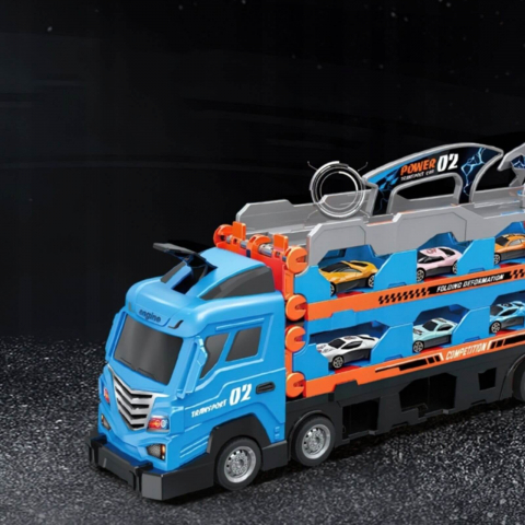 Camion transport cu masinute si pista curse, set jucarie copii 3 ani+ [1]