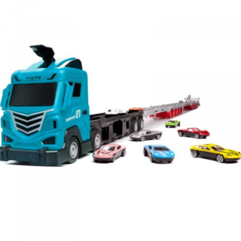 Camion transport cu masinute si pista curse, set jucarie copii 3 ani+ [2]