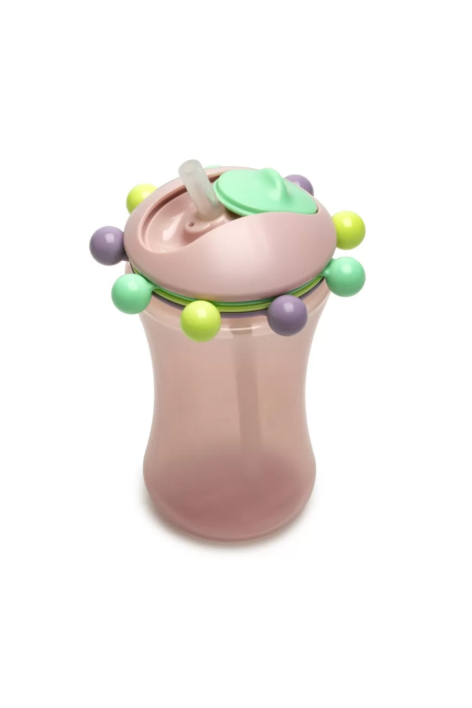 Diversificare si Ingrijire Bebe - Cana cu pai abacus 340 ml, melii, roz, varsta de la 6 luni la 6 ani