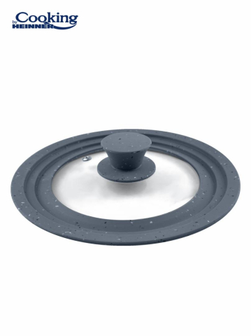 Capace vase pentru gatit - Capac sticla cu margine din silicon ajustabila pe 3 dimensiuni 22/24/26 cm, cooking by heinner (mix 2 culori in bax, 3 rosii + 3 gri)