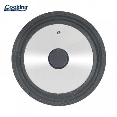 Capac sticla cu margine din silicon ajustabila pe 3 dimensiuni 22/24/26 cm. gri, cooking by heinner [2]
