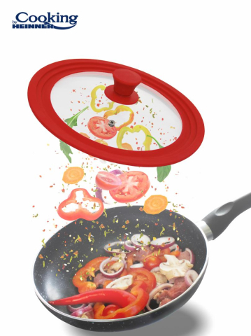 Capac sticla cu margine din silicon ajustabila pe 3 dimensiuni 22/24/26 cm, rosu, cooking by heinner [6]
