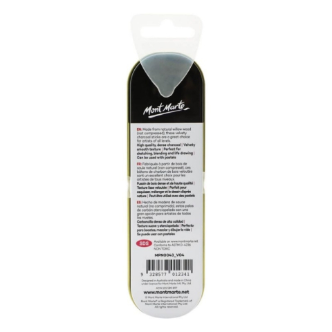 Carbune natural Mont Marte, din salcie, 4 grosimi, set metalic 10 buc, MPN0043 [1]