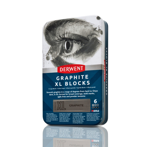 Rechizite Școlare - Carbune xl solubil grafit cutie metal 6/set inktense derwent