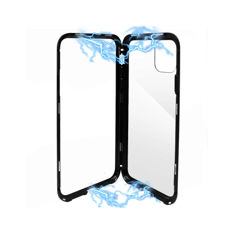 Carcasa iPhone 11 Pro Max Meleovo Magnetica Dual Glass Black [3]