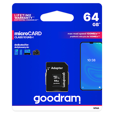 Periferice IT - Card Microsd 64GB Goodram Clasa 10 cu adaptor