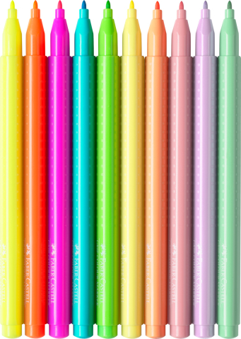 Carioca 10 culori pastel si neon grip faber-castell [2]
