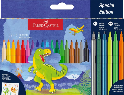 Rechizite Școlare - Carioca 18+6 culori dinozauri faber-castell