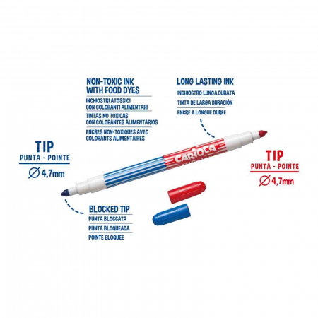 Set 12 Carioci lavabile cu 24 culori ce au capat dublu Carioca Bi-Color. [2]