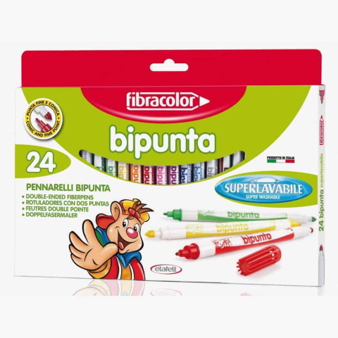 Rechizite Școlare - Carioca Fibracolor Bipunta 24 culori cu 2 capete