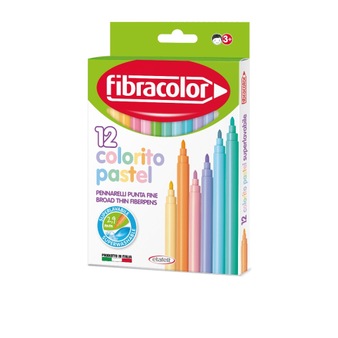 Rechizite Școlare - Carioca Fibracolor Colorito Pastel Punta Fine 12 culori
