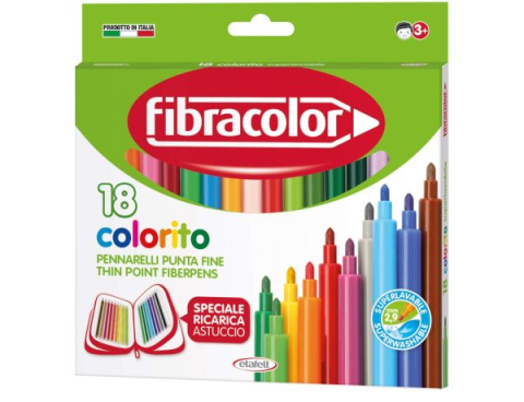 Rechizite Școlare - Carioca Fibracolor Colorito Punta Fine 18 culori