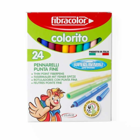 Rechizite Școlare - Carioca Fibracolor Colorito Punta Fine 24 culori