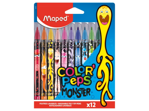 Birotică și Papetărie - Carioca Maped Color'Peps Monster 12 culori/set