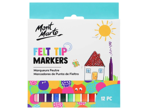 Birotică și Papetărie - Carioca tip marker basic pentru copii Mont Marte12 buc /set