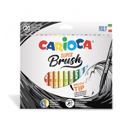 Set carioci cu varf de tip pensula Carioca Super Brush 20 culori. [0]